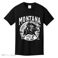 Montana Est. 1889 Cowboy Riding Moose Kids T-Shirt thumb 0