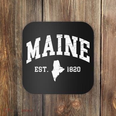 Maine Est. 1820 Distressed Worn Design Classic Coaster