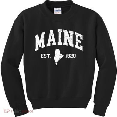 Maine Est. 1820 Distressed Worn Design Classic Kids Sweatshirt