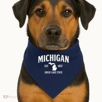 Michigan Est 1837 Great Lake State MI Pride USA USA-Made Doggie Bandana thumb 1