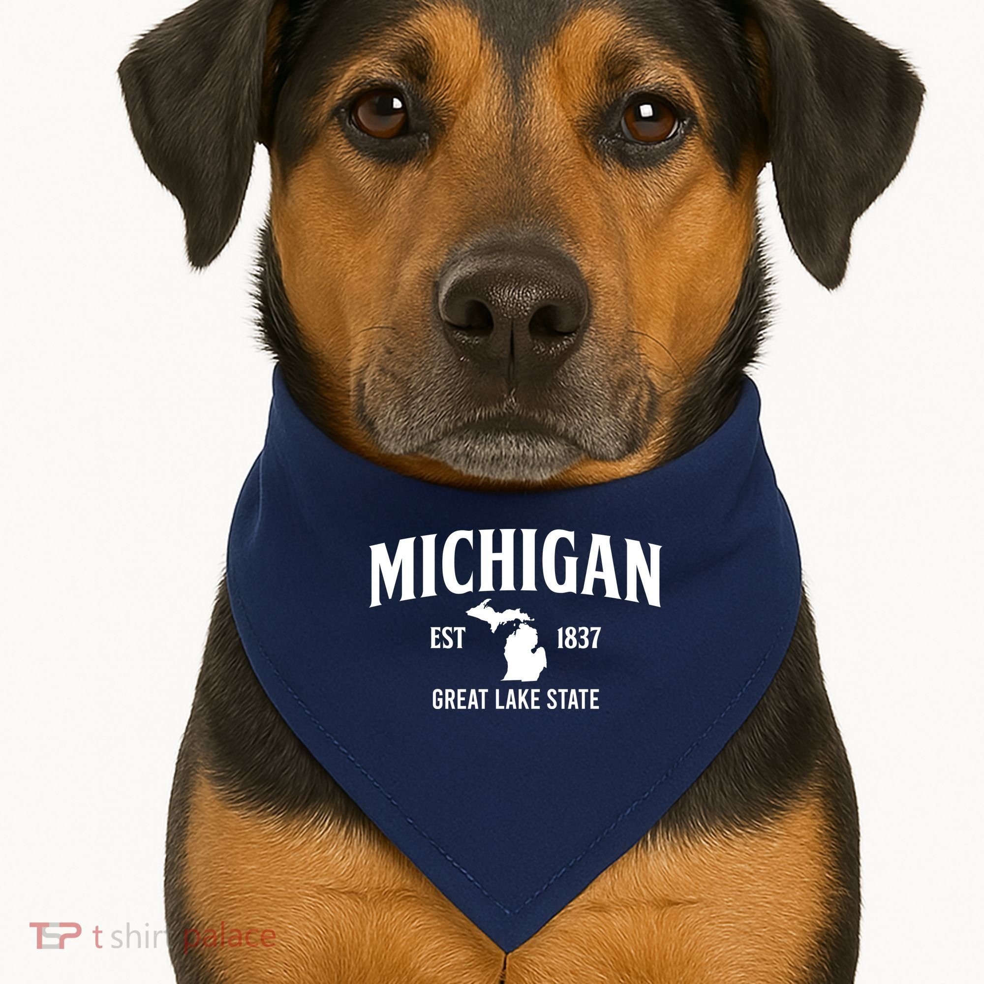Michigan Est 1837 Great Lake State MI Pride USA USA-Made Doggie Bandana