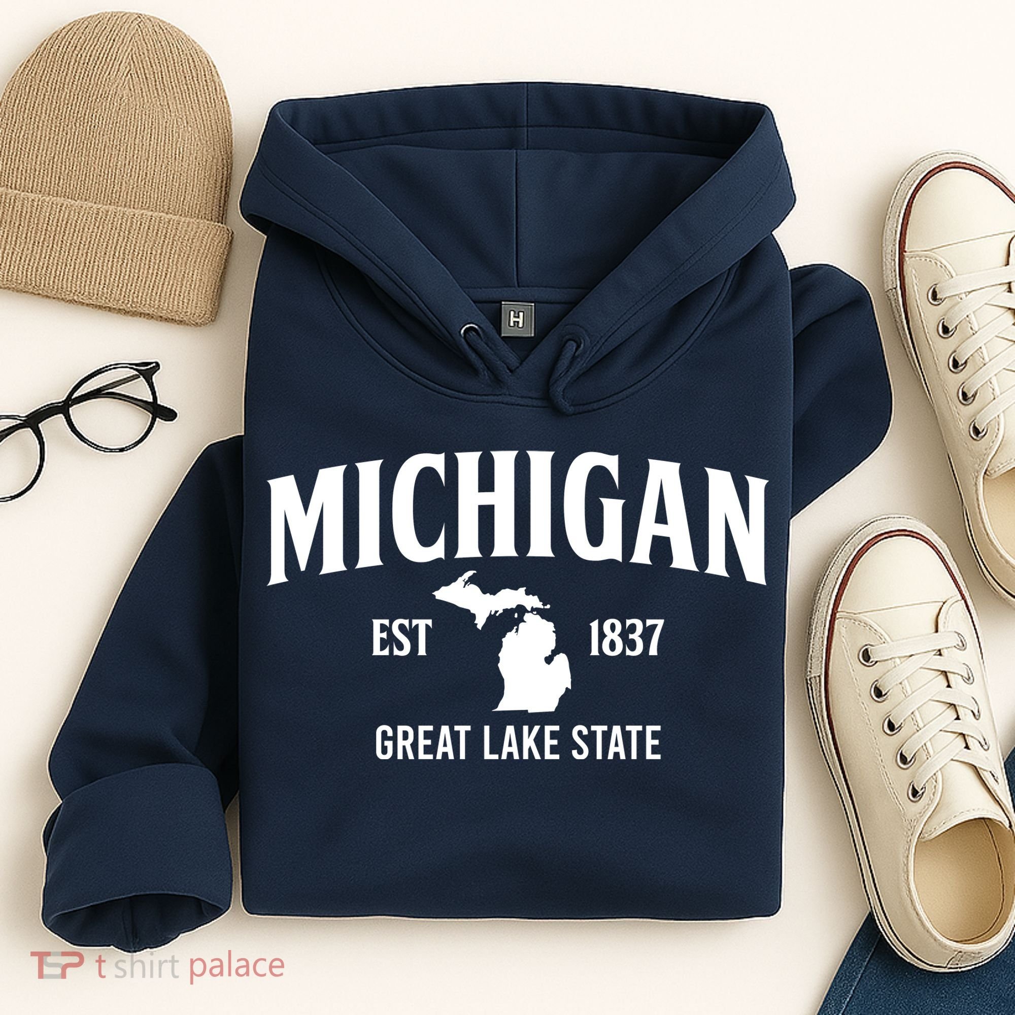 Michigan Est 1837 Great Lake State MI Pride USA Hoodie