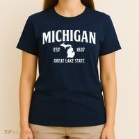 Michigan Est 1837 Great Lake State MI Pride USA T-Shirt thumb 4
