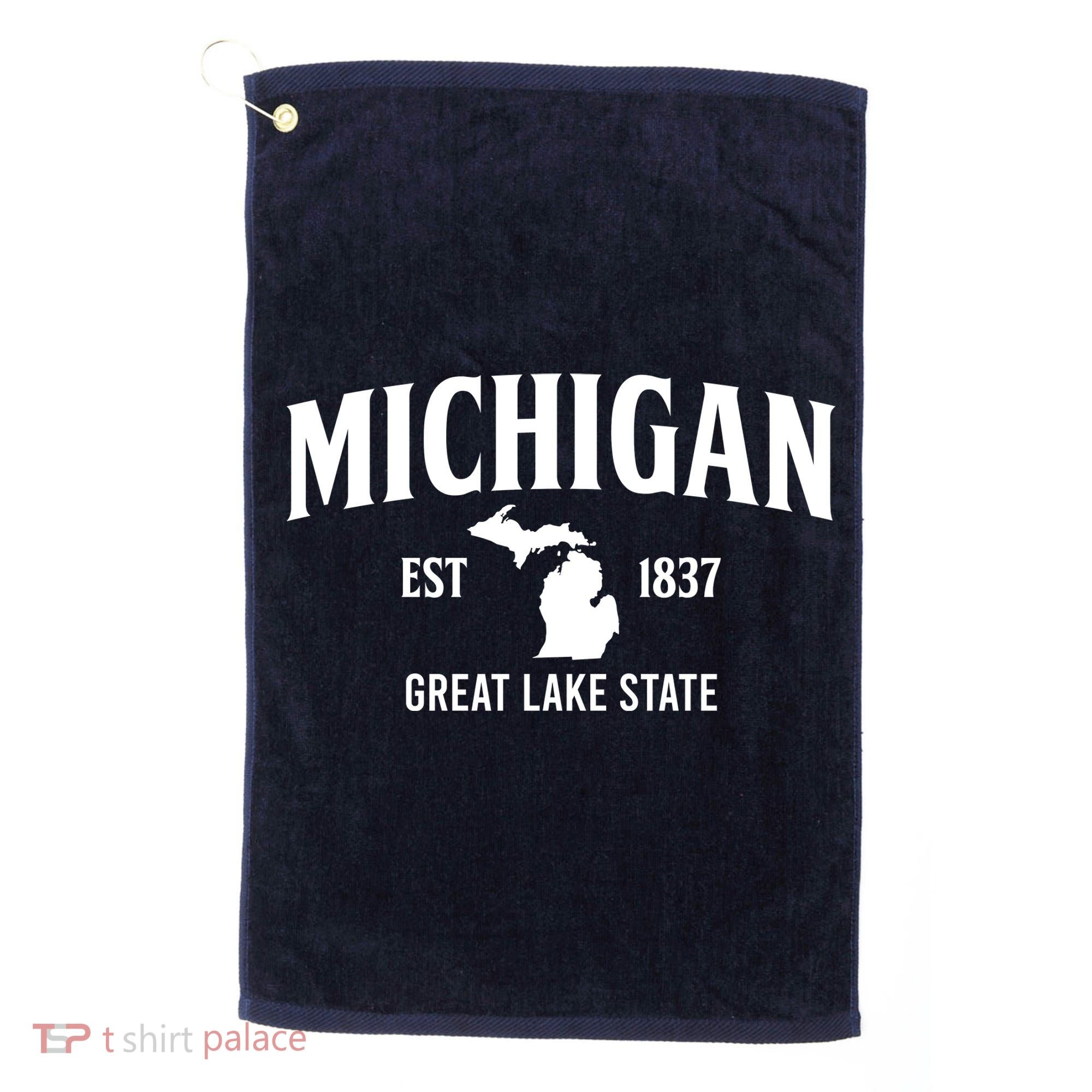 Michigan Est 1837 Great Lake State MI Pride USA Golf Towel
