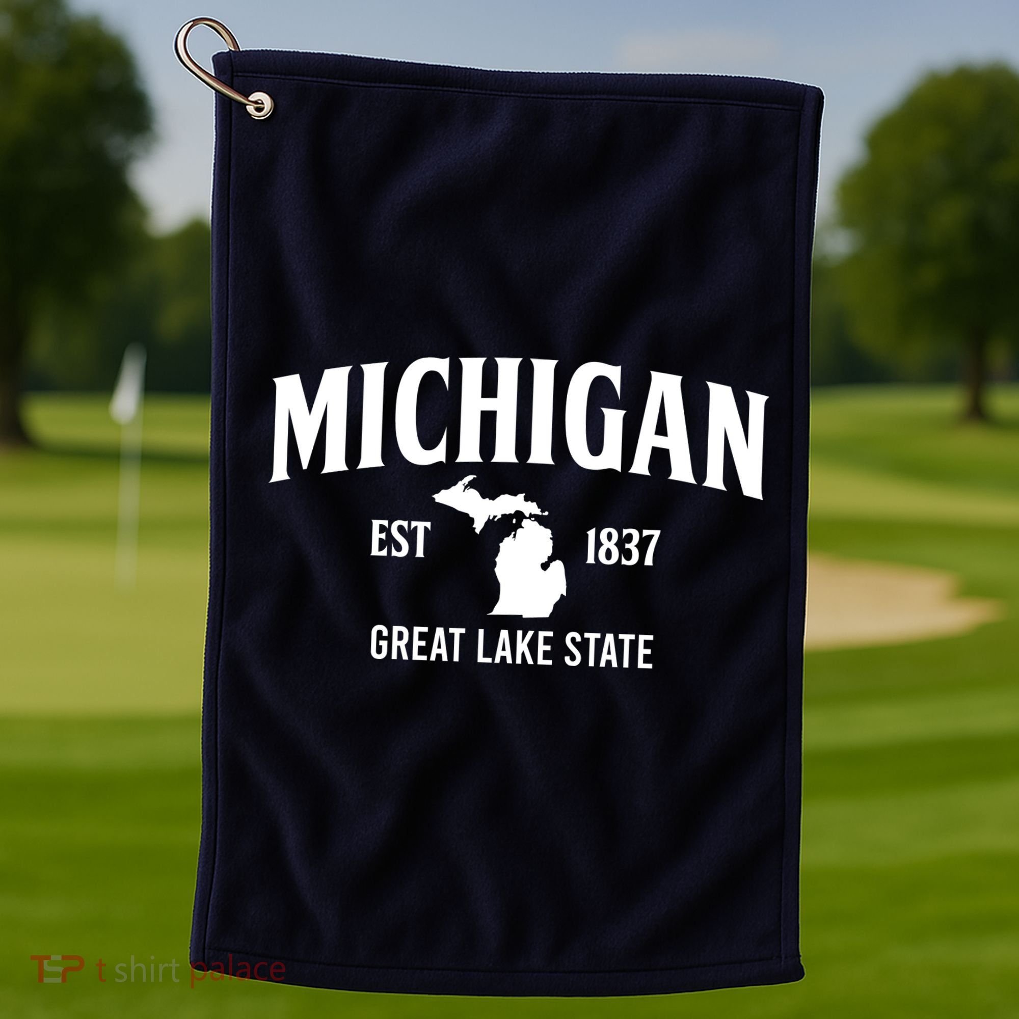 Michigan Est 1837 Great Lake State MI Pride USA Golf Towel