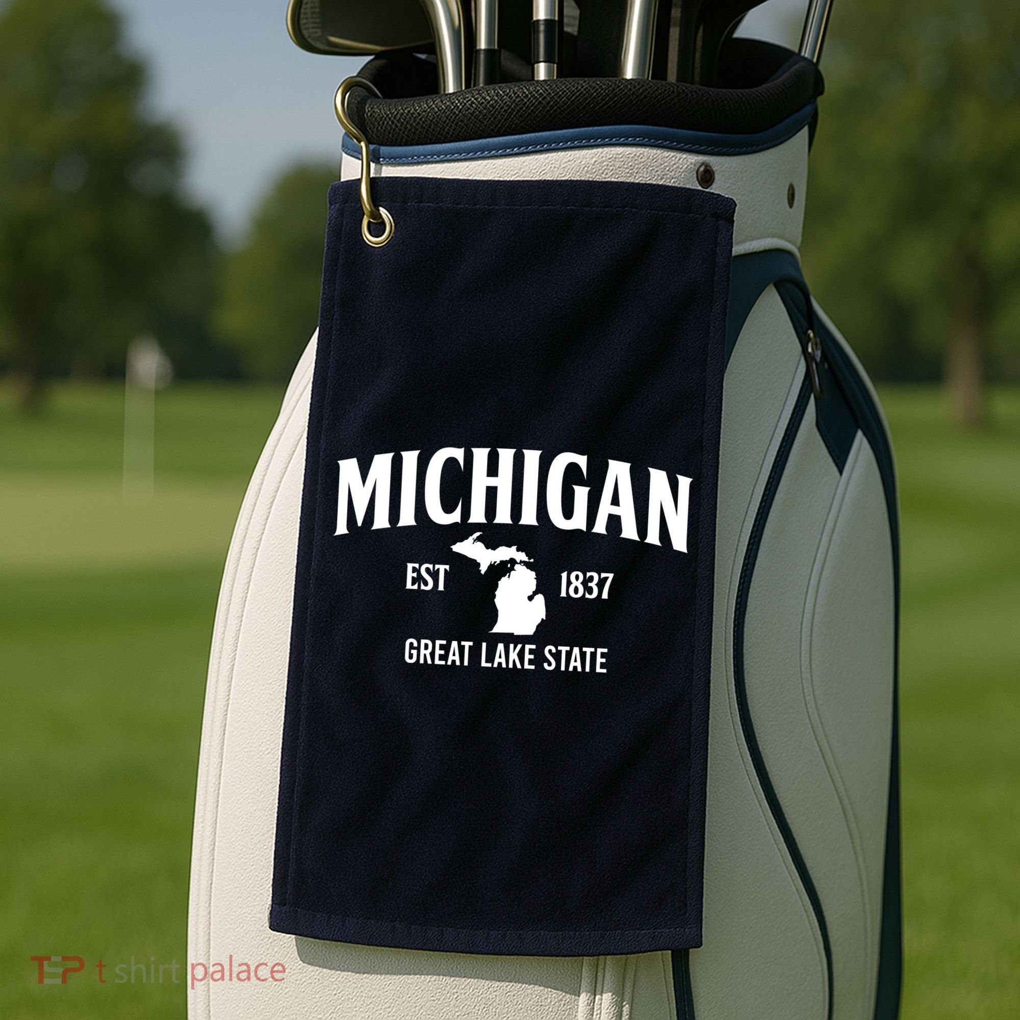 Michigan Est 1837 Great Lake State MI Pride USA Golf Towel
