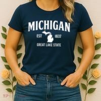 Michigan Est 1837 Great Lake State MI Pride USA Women's T-Shirt thumb 2