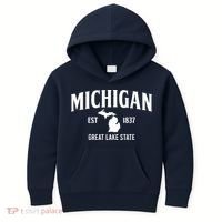 Michigan Est 1837 Great Lake State MI Pride USA Kids Hoodie thumb 0