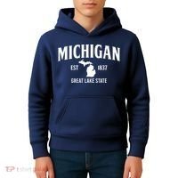 Michigan Est 1837 Great Lake State MI Pride USA Kids Hoodie thumb 4