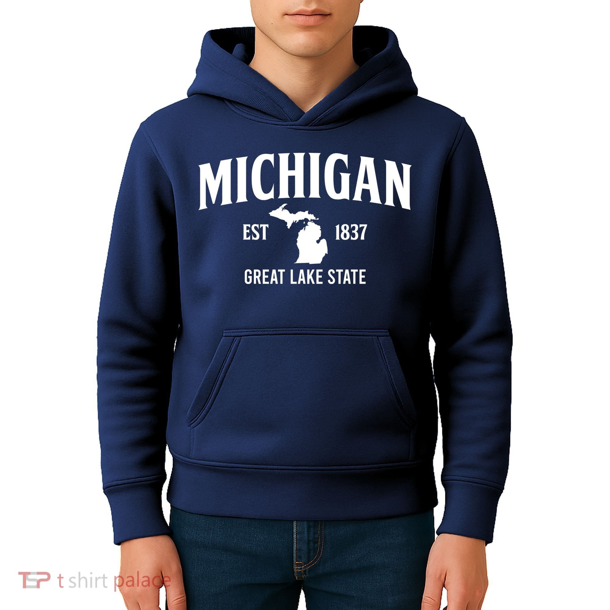 Michigan Est 1837 Great Lake State MI Pride USA Kids Hoodie