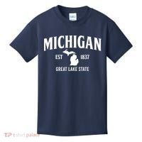 Michigan Est 1837 Great Lake State MI Pride USA Kids T-Shirt thumb 0