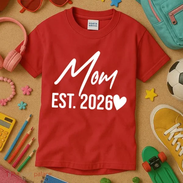 Mom EST 2026 Kids T-Shirt