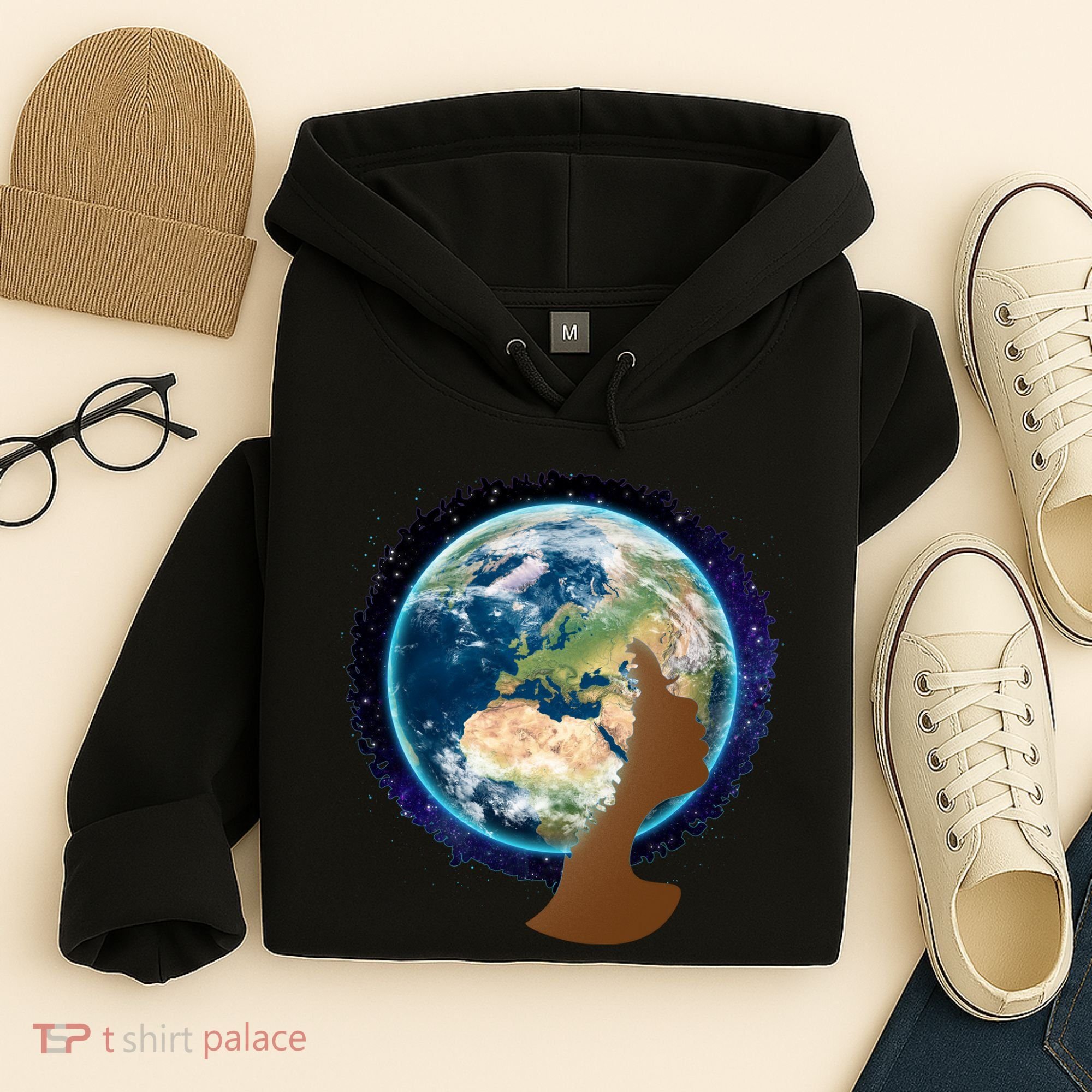 Mother Earth Afro Hair Galaxy Hoodie