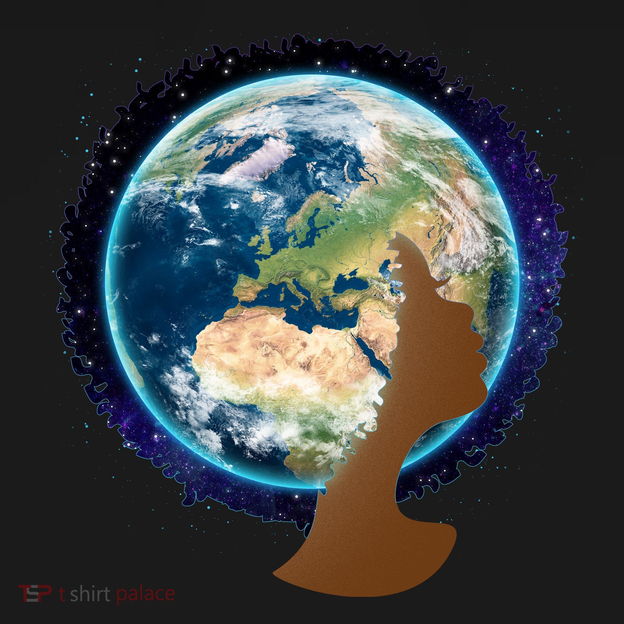 Mother Earth Afro Hair Galaxy Long Sleeve Shirt
