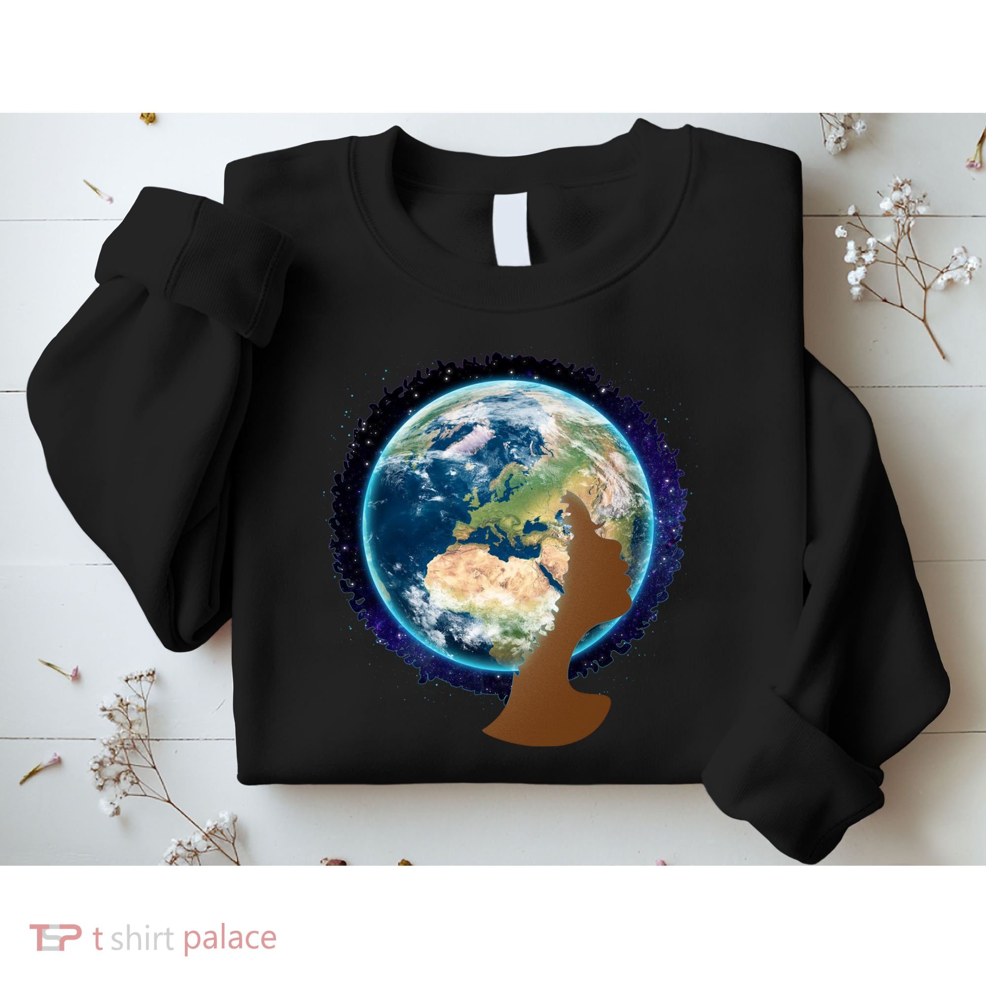 Mother Earth Afro Hair Galaxy Sweatshirt