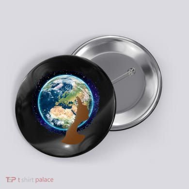 Mother Earth Afro Hair Galaxy Button