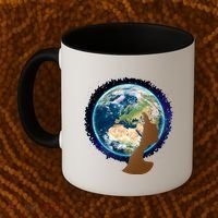 Mother Earth Afro Hair Galaxy Coffee Mug thumb 2