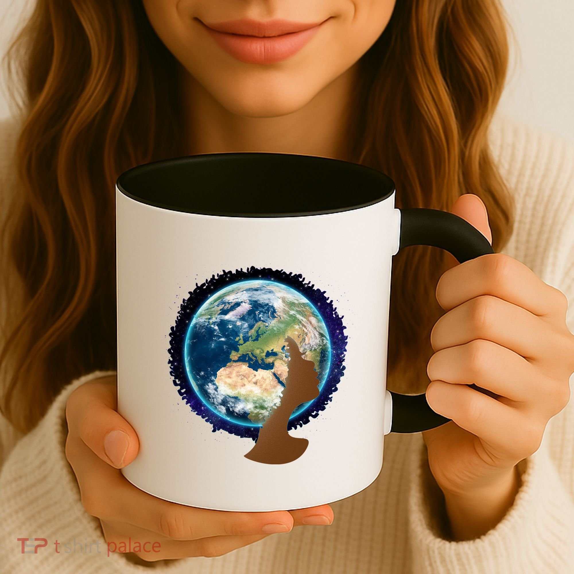 Mother Earth Afro Hair Galaxy Coffee Mug