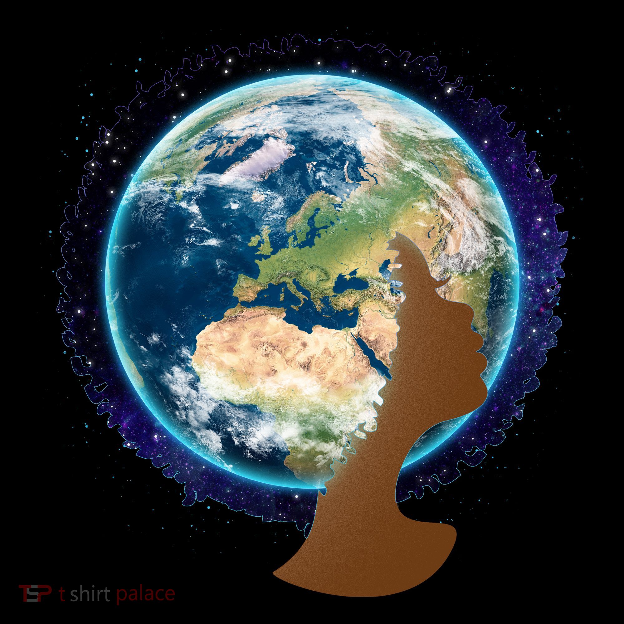 Mother Earth Afro Hair Galaxy Women's Hoodie
