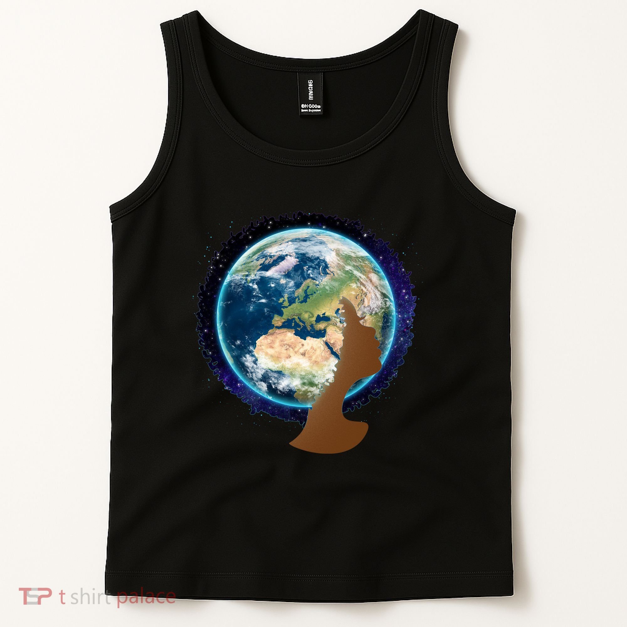 Mother Earth Afro Hair Galaxy Tank Top