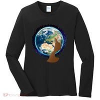 Mother Earth Afro Hair Galaxy Women's Long Sleeve Shirt thumb 0