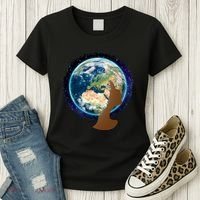 Mother Earth Afro Hair Galaxy Women's T-Shirt thumb 3