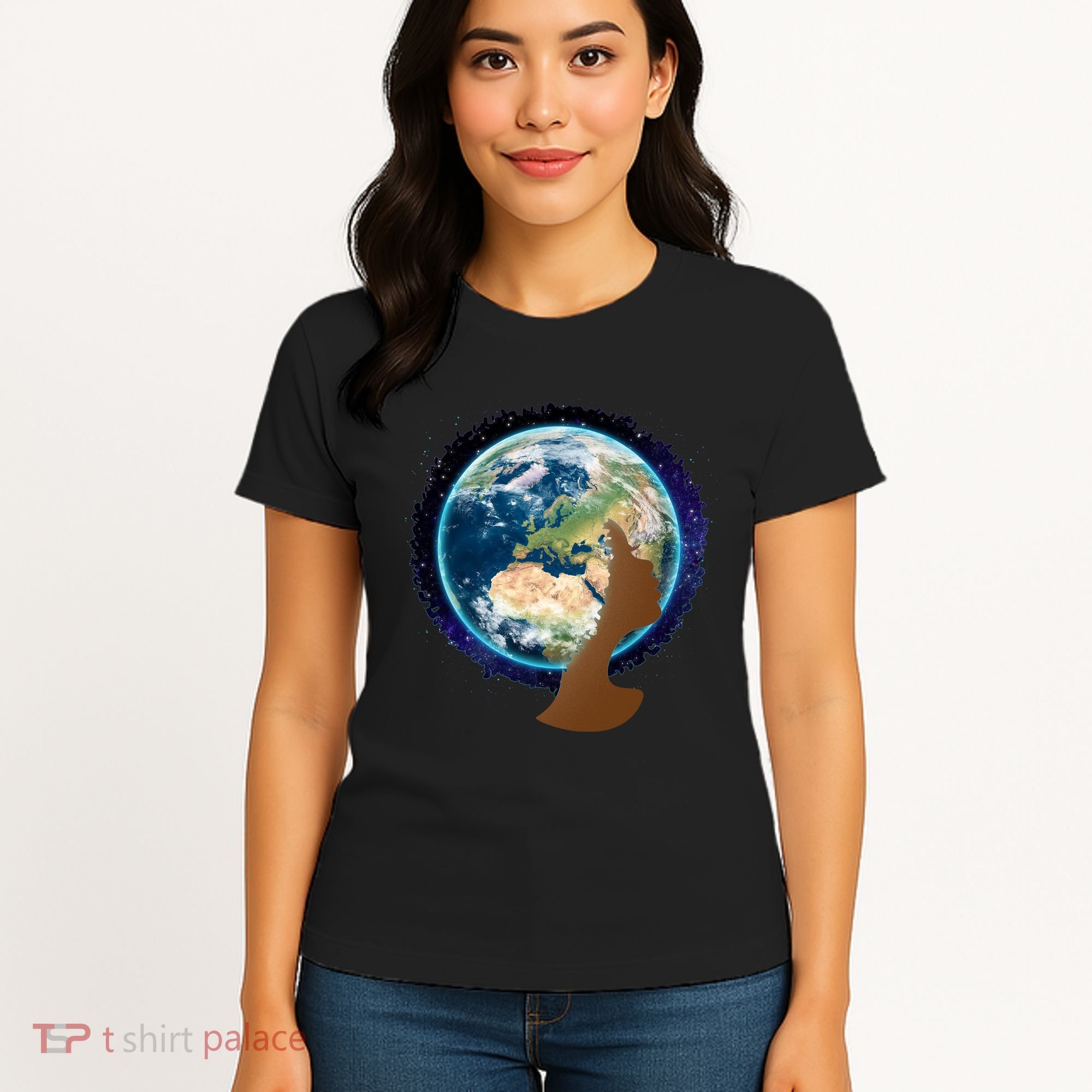 Mother Earth Afro Hair Galaxy Women's T-Shirt