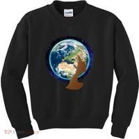 Mother Earth Afro Hair Galaxy Kids Sweatshirt thumb 0
