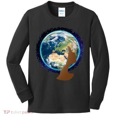 Mother Earth Afro Hair Galaxy Kids Long Sleeve Shirt