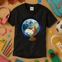 Mother Earth Afro Hair Galaxy Kids T-Shirt thumb 3