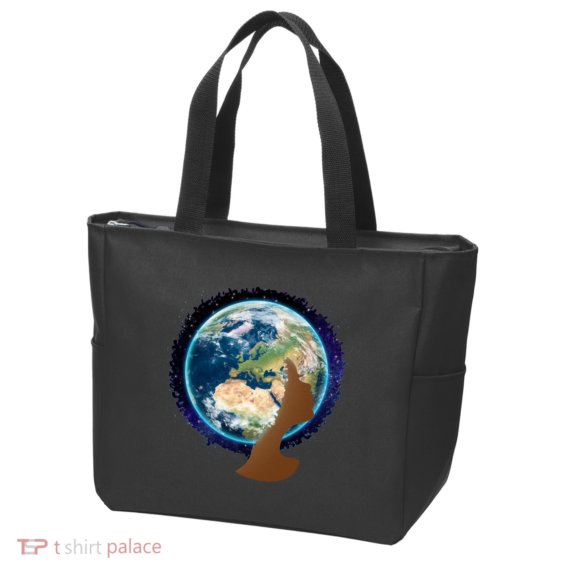 Mother Earth Afro Hair Galaxy Tote Bag