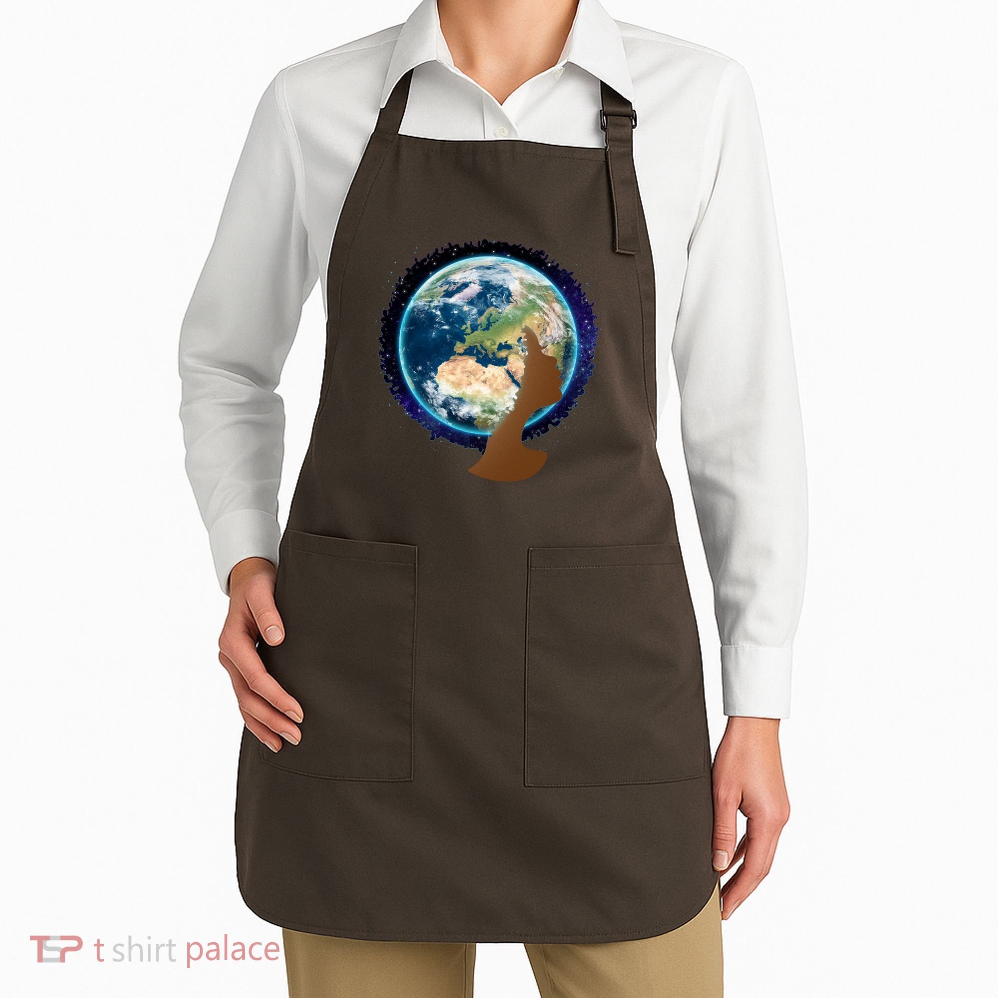 Mother Earth Afro Hair Galaxy Apron