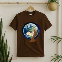 Mother Earth Afro Hair Galaxy T-Shirt thumb 2