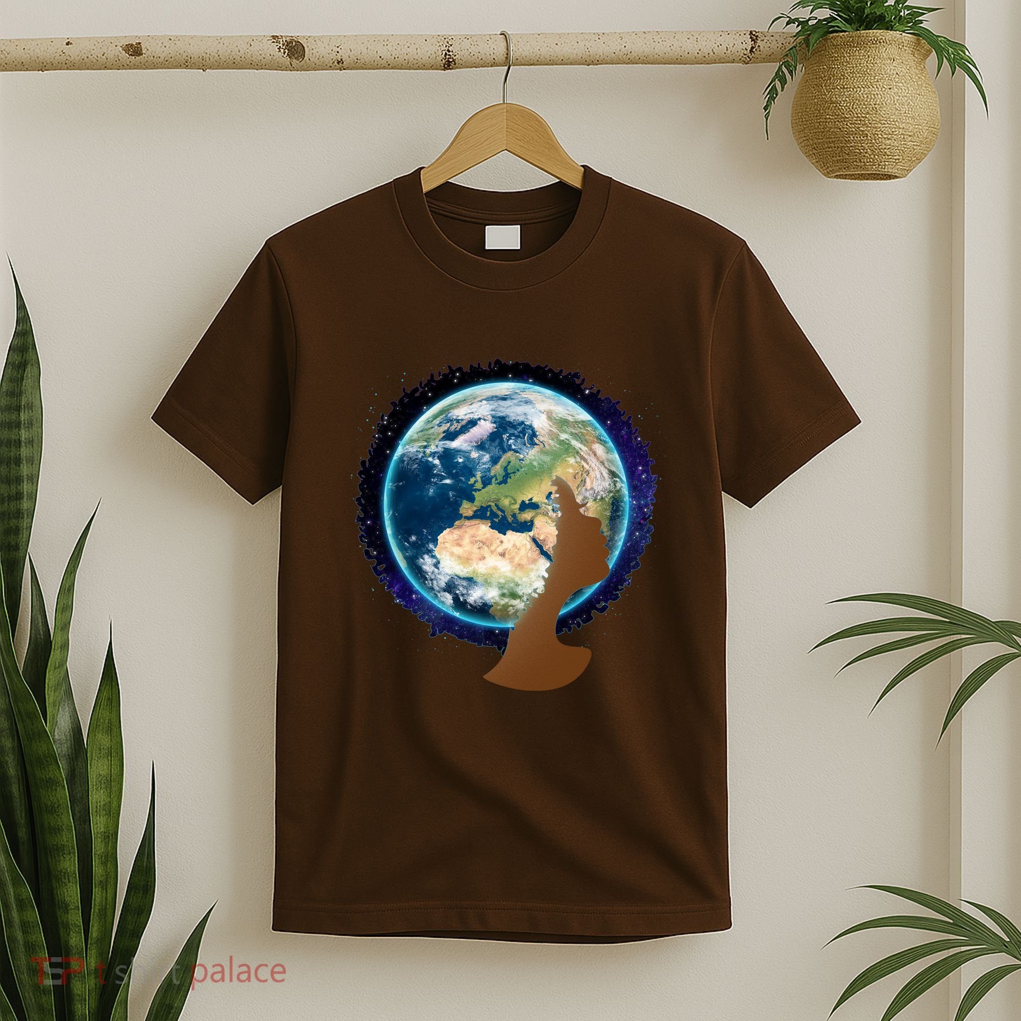 Mother Earth Afro Hair Galaxy T-Shirt
