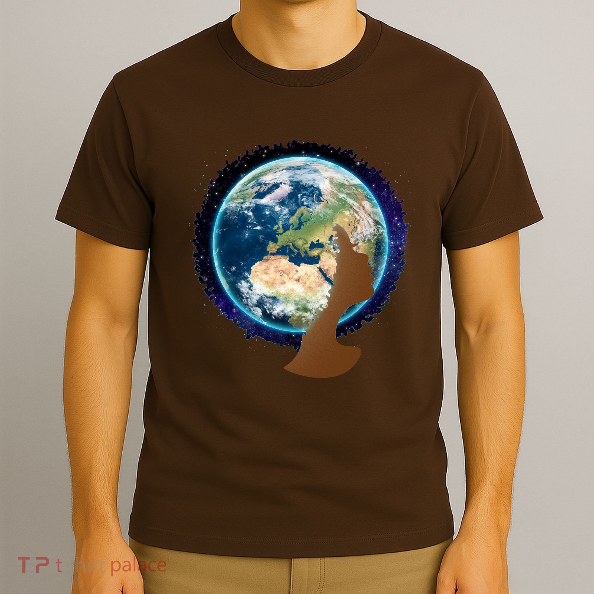 Mother Earth Afro Hair Galaxy T-Shirt