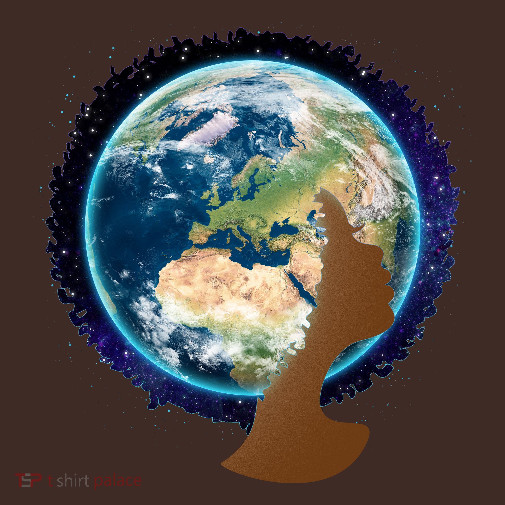 Mother Earth Afro Hair Galaxy T-Shirt