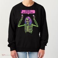 My Eyes Are Up Here Funny Creepy Skeleton Eyeballs Halloween Women's Sweatshirt thumb 0