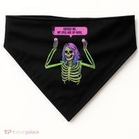 My Eyes Are Up Here Funny Creepy Skeleton Eyeballs Halloween USA-Made Doggie Bandana thumb 0