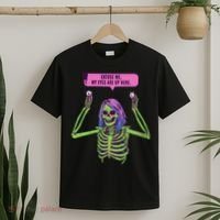 My Eyes Are Up Here Funny Creepy Skeleton Eyeballs Halloween T-Shirt thumb 2