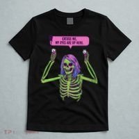 My Eyes Are Up Here Funny Creepy Skeleton Eyeballs Halloween T-Shirt thumb 5