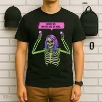 My Eyes Are Up Here Funny Creepy Skeleton Eyeballs Halloween T-Shirt thumb 6