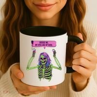My Eyes Are Up Here Funny Creepy Skeleton Eyeballs Halloween Coffee Mug thumb 3