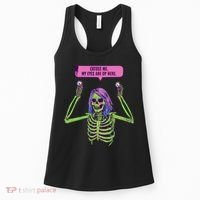 My Eyes Are Up Here Funny Creepy Skeleton Eyeballs Halloween Women's Tank Top thumb 0