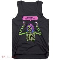 My Eyes Are Up Here Funny Creepy Skeleton Eyeballs Halloween Tank Top thumb 0