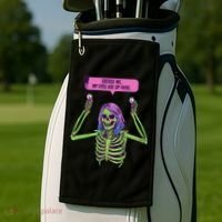 My Eyes Are Up Here Funny Creepy Skeleton Eyeballs Halloween Golf Towel thumb 2