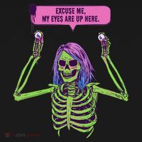 My Eyes Are Up Here Funny Creepy Skeleton Eyeballs Halloween Visor thumb 3