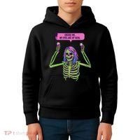 My Eyes Are Up Here Funny Creepy Skeleton Eyeballs Halloween Kids Hoodie thumb 4