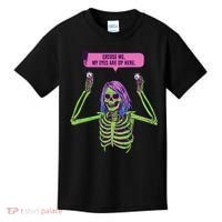My Eyes Are Up Here Funny Creepy Skeleton Eyeballs Halloween Kids T-Shirt thumb 0