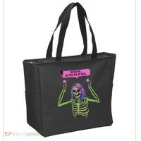 My Eyes Are Up Here Funny Creepy Skeleton Eyeballs Halloween Tote Bag thumb 2