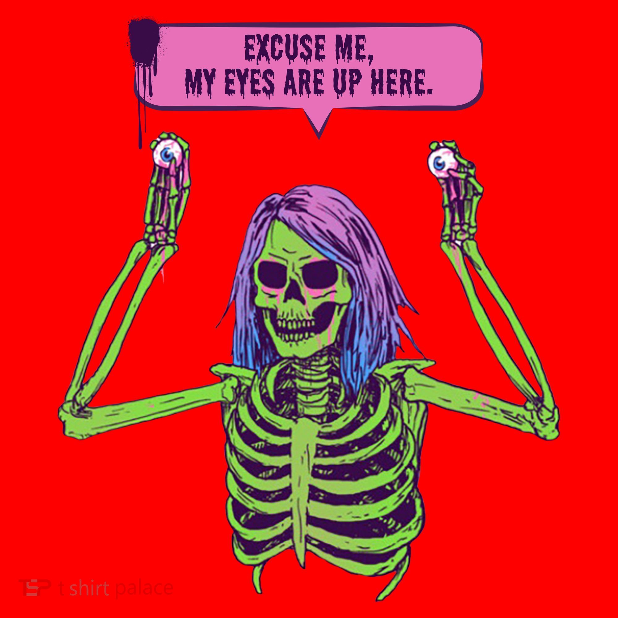 My Eyes Are Up Here Funny Creepy Skeleton Eyeballs Halloween Santa Hat